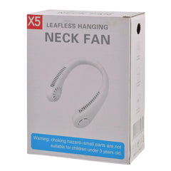 X5 Leafless Hanging Neck Fan with Adjustable Neck Band - Portable Rechargeable Neck Fan - Neck Fan For Summer (Random Color)